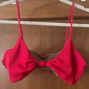 Acacia ribbed bikini top in Sangria